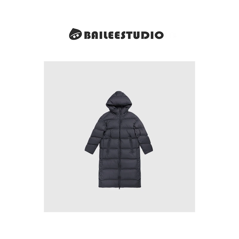 【柏栗良品】霍尔多巴吉白鹅绒~气质修身连帽长款保暖羽绒服6210