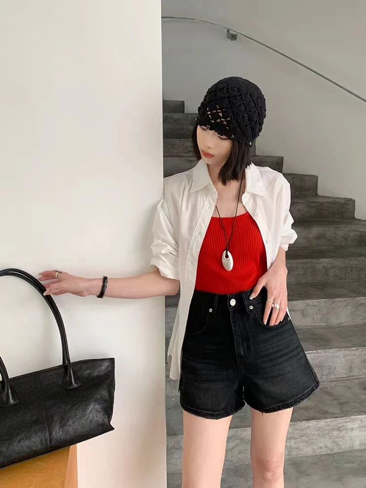 M.Duo【67586】2025夏季显瘦高腰时尚百搭洋气A版牛仔短裤