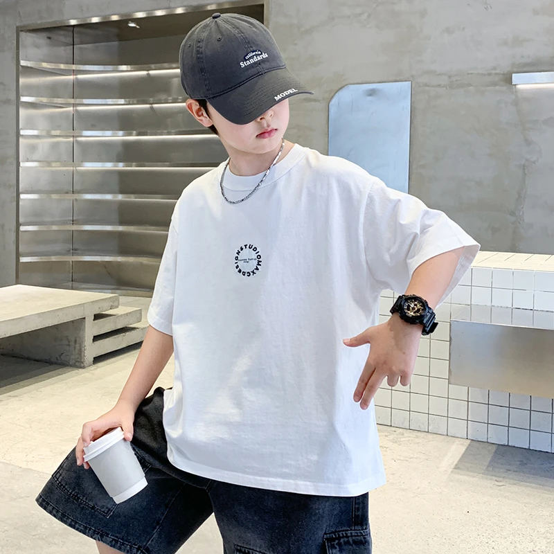 男童t恤短袖夏季中大童6-12岁10到15岁潮款高级感初中生儿童夏装