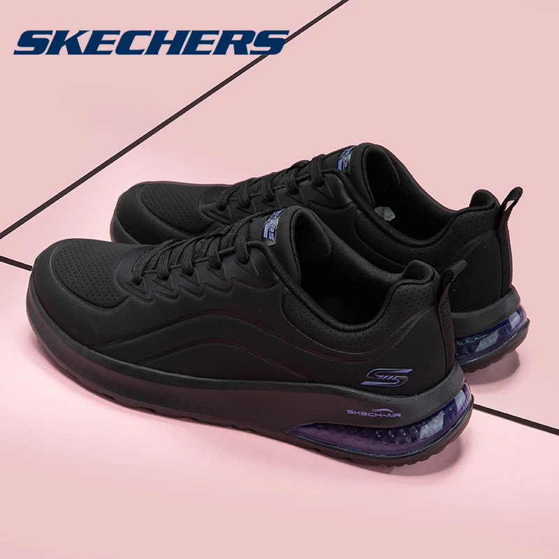 斯凯奇女鞋健步鞋运动鞋时尚黑色潮鞋气垫软底跑步鞋百搭旅游鞋女