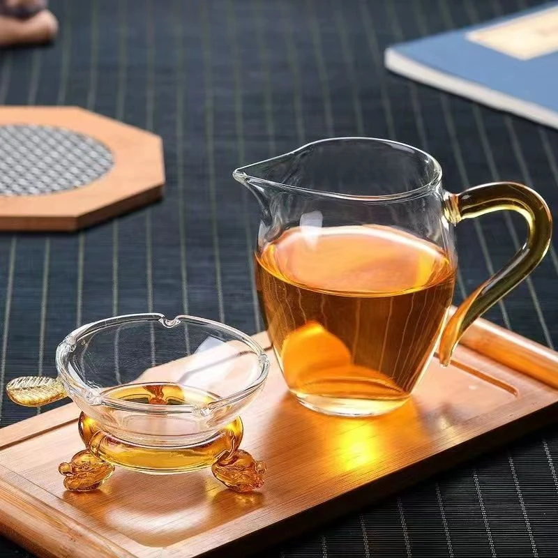 耐热玻璃公道杯透明玻璃公杯家用手工吹制杯过滤分茶器茶道杯
