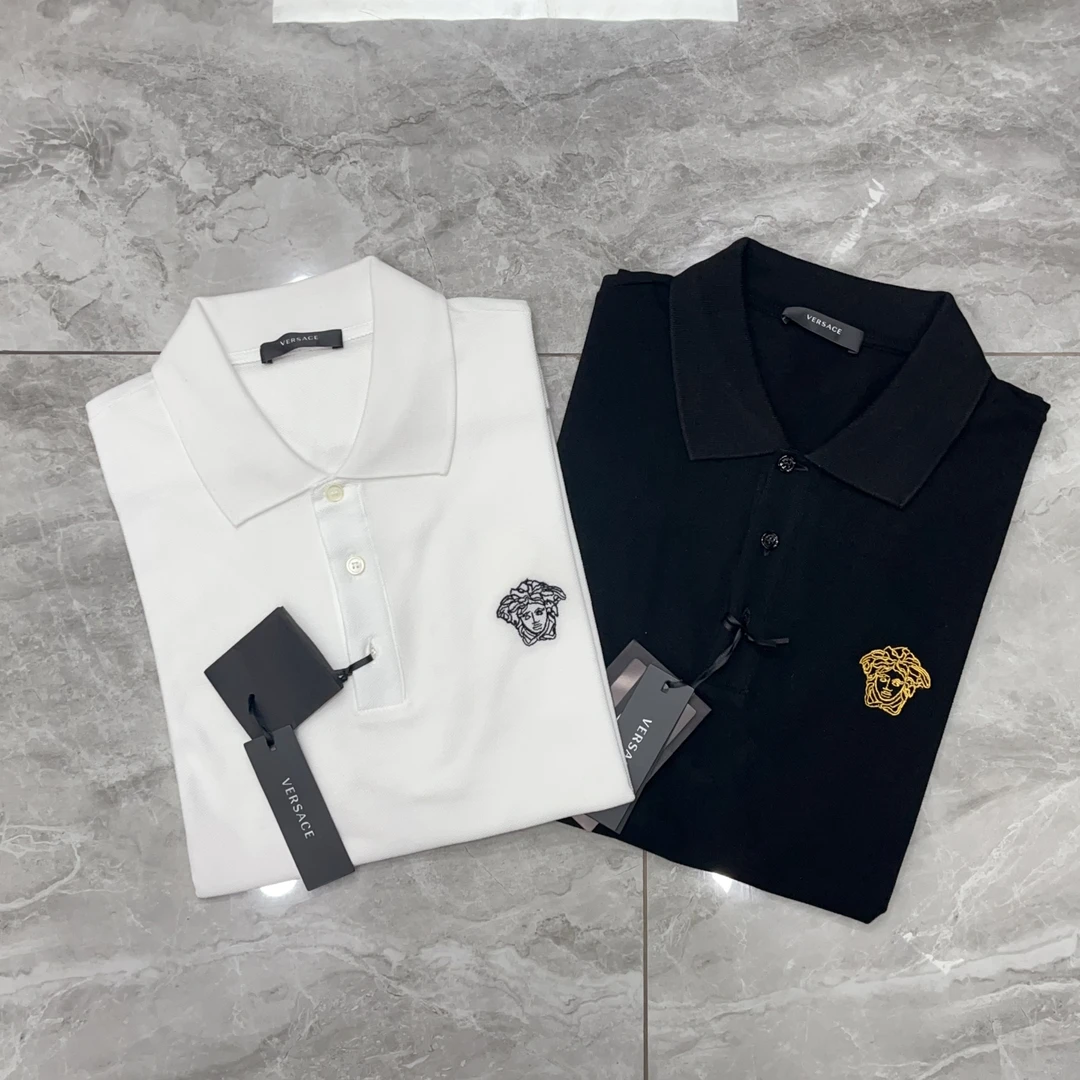 未使用 VERSACE/范思哲 男款主线刺绣全脸美杜莎短袖polo衫