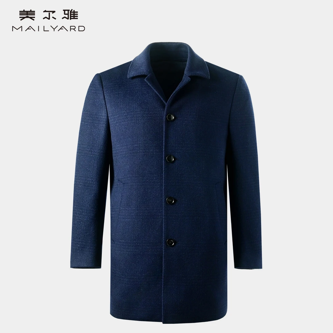 MAILYARD/美尔雅毛呢大衣 山羊绒混纺中长款商务休闲男士大衣212