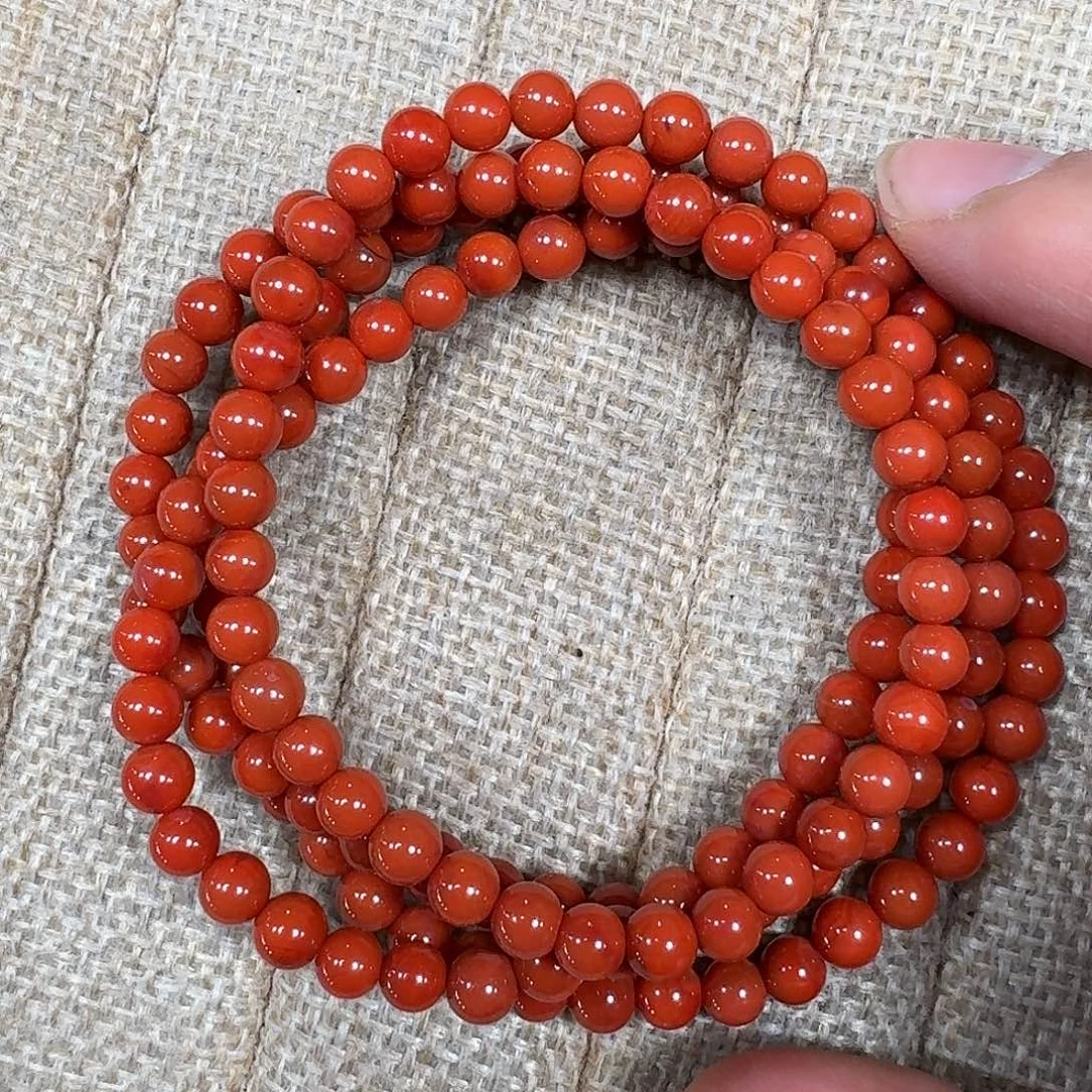 南红玛瑙未镶嵌手链项链多圈原矿南红满肉满色瓦西柿子红5