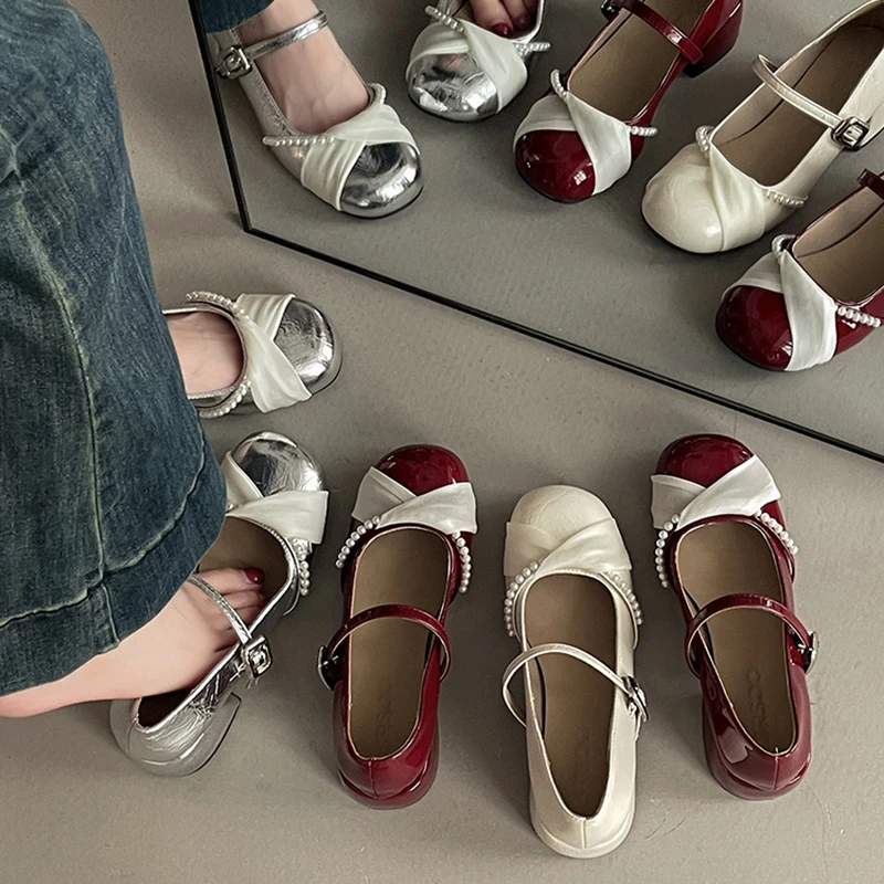 OJRZ法式小众设计感蝴蝶结玛丽珍鞋女士2025夏季新款粗跟配裙子鞋