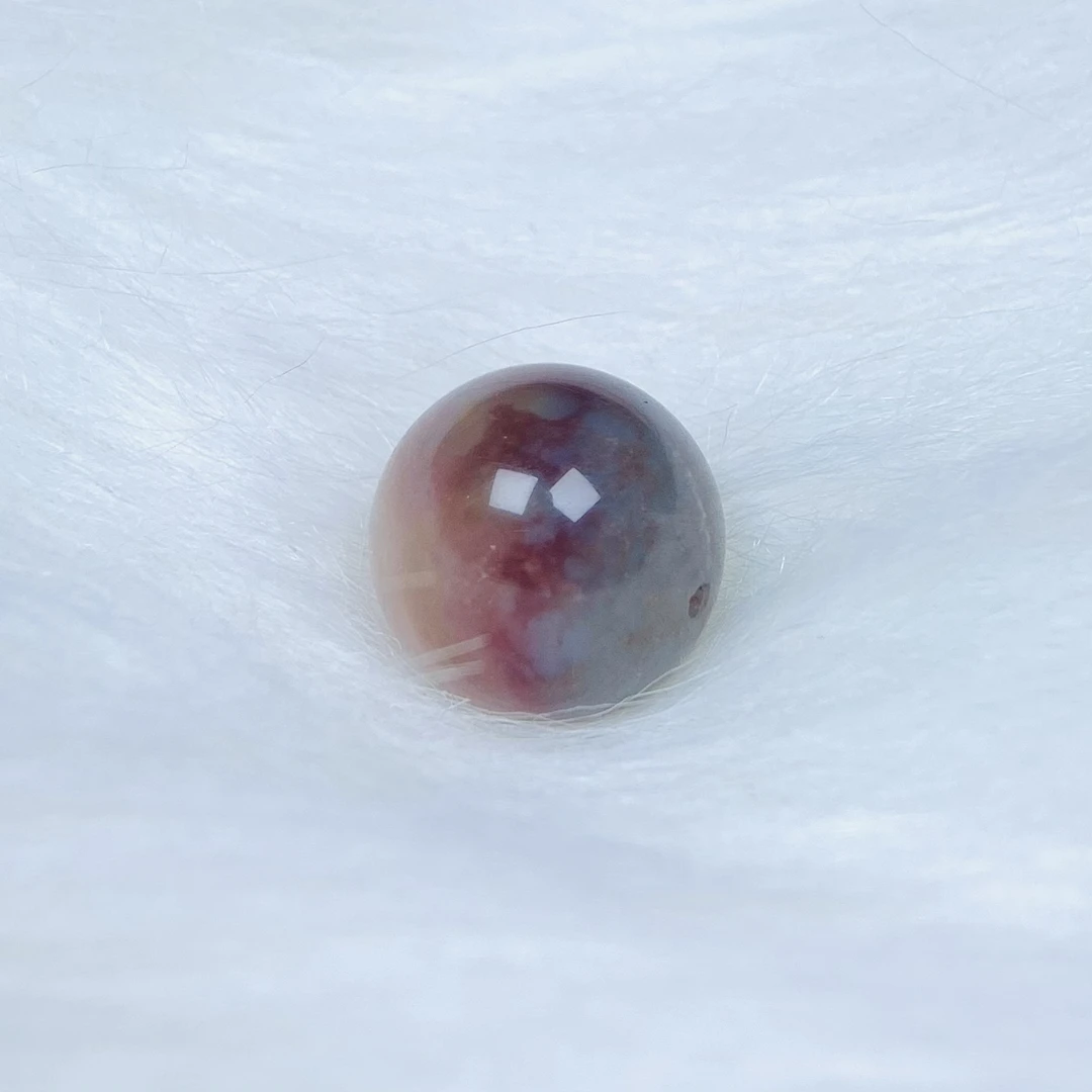 天然老矿盐源玛瑙俏色草花光珠单颗挂件手工精雕约13mm+上下