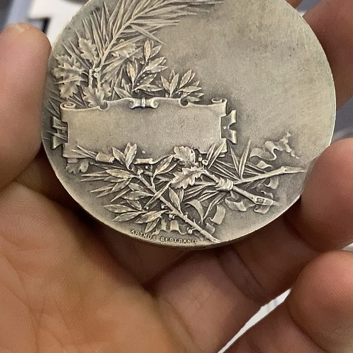 牧***亽银Ag900皮列作品祈福女神法国纪念章