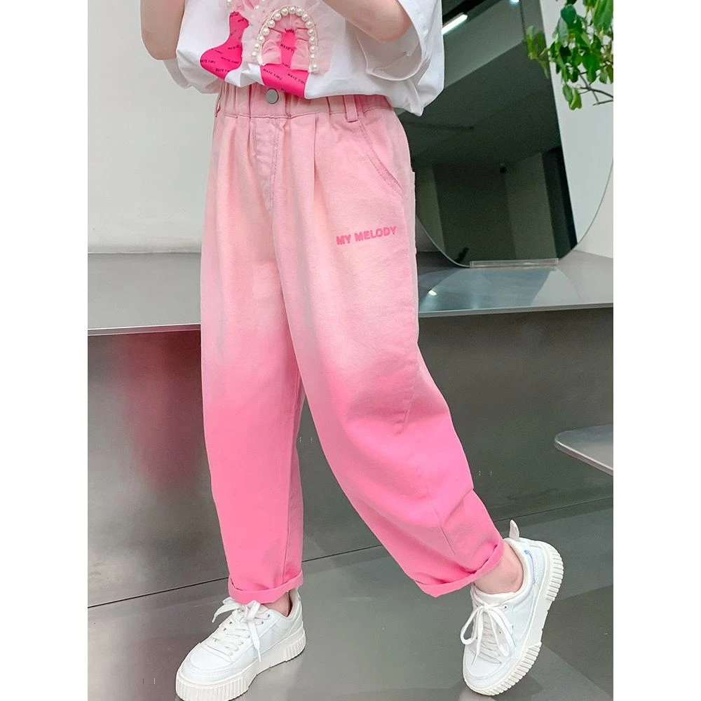 巴拉巴拉云朵【断码】女童牛仔裤子春秋洋气时髦休闲宽松卡通潮流中