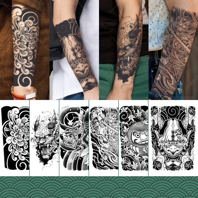 草本纹身贴XM&XP 日式老传统樱花臂半永久手臂仿真刺青果汁不反光