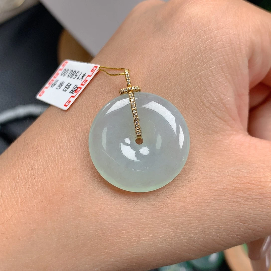 吊坠(不含链)18K金镶嵌翡翠