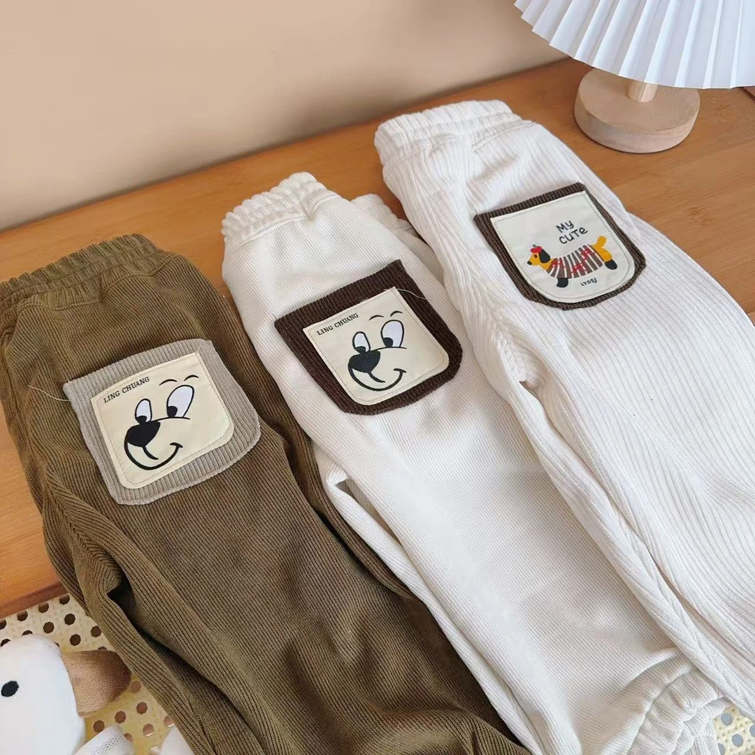 儿童春季木棉绒口袋卫裤休闲裤（实物以直播间讲解为准）