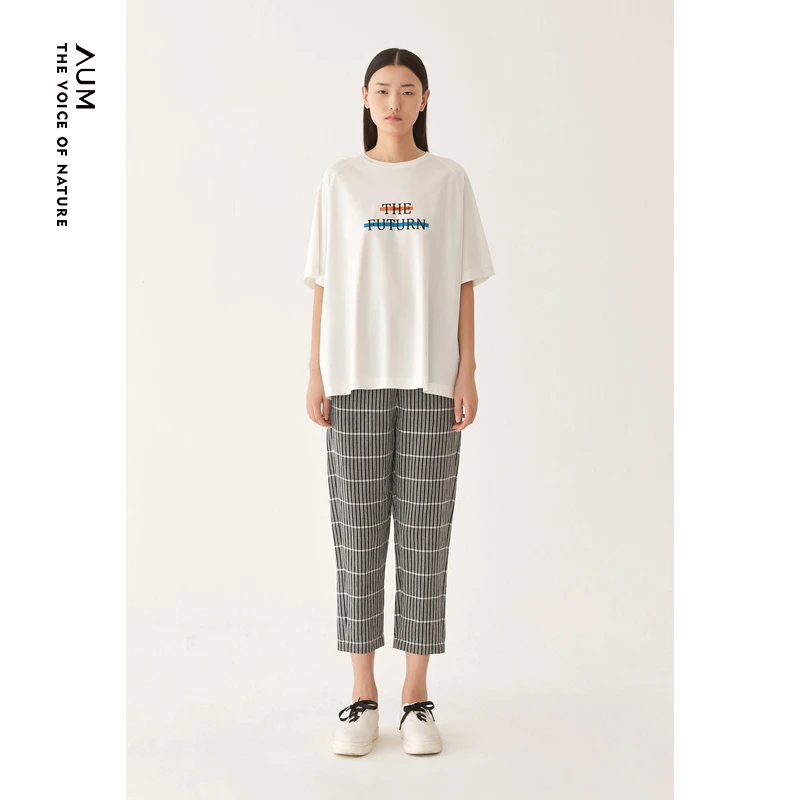 【辛小北精选】AUM宽松格纹直筒休闲裤M1AY26905时尚