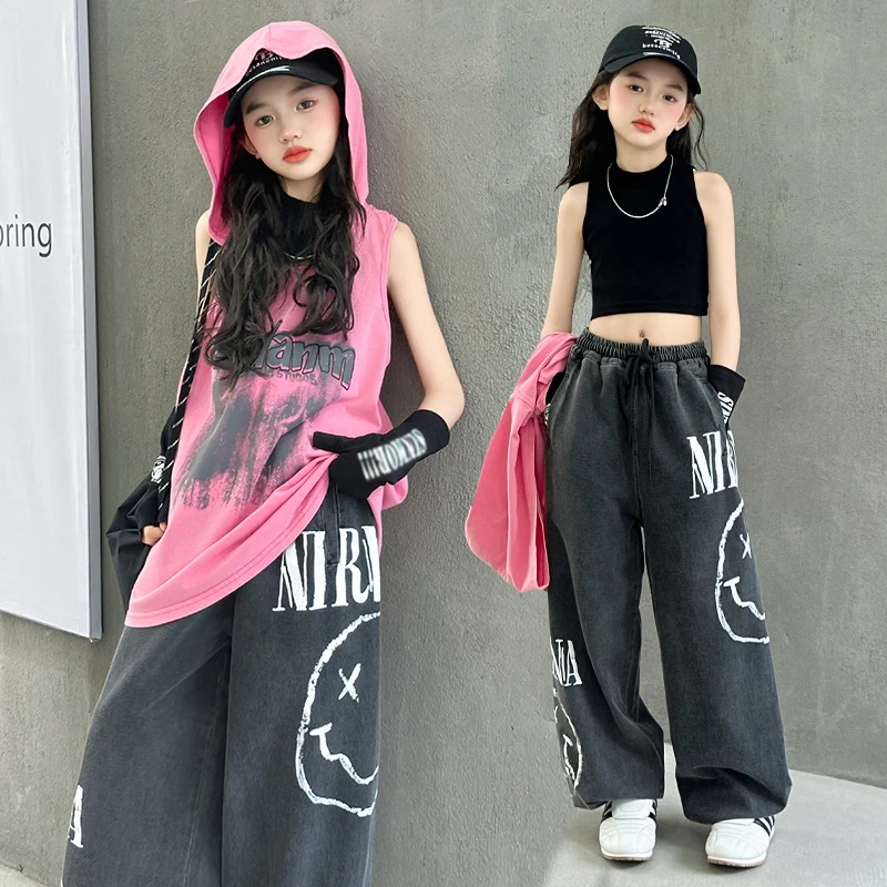 女童潮酷街舞套装2025新款儿童嘻哈风爵士舞衣服女孩飒酷穿搭夏装