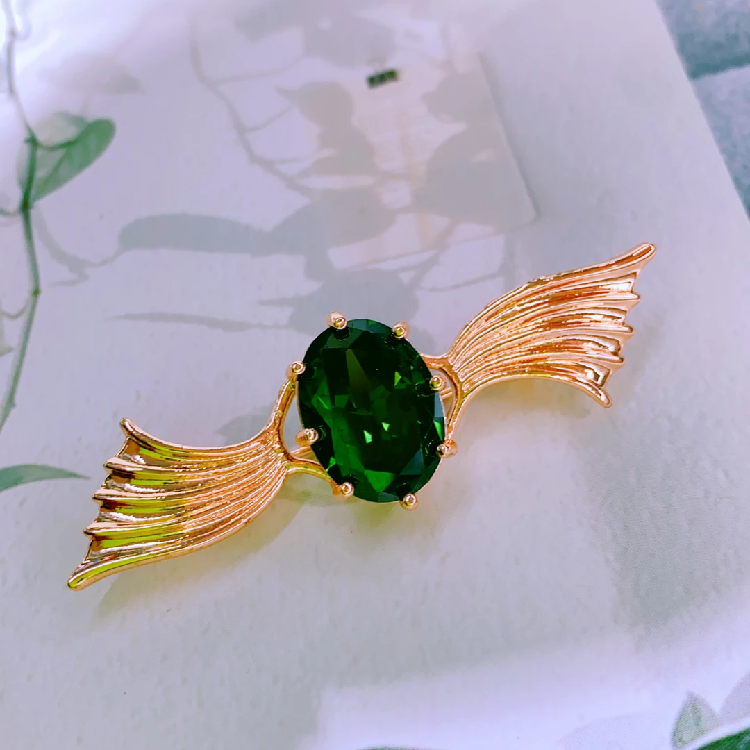 合金玻璃胸针 女红色商务风民族风胸针首饰金色饰品设计师