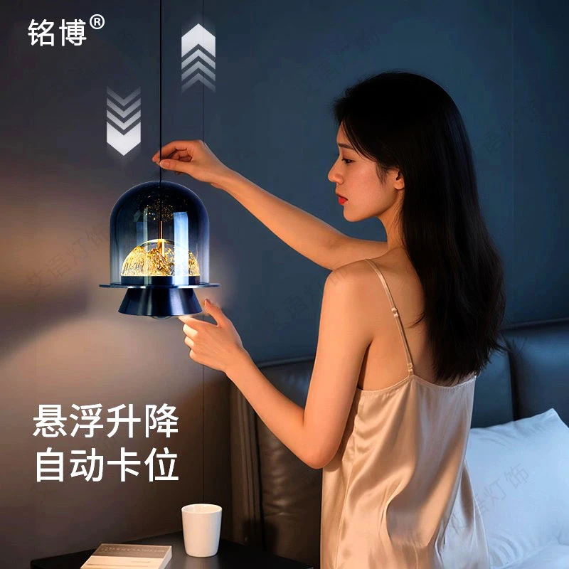铭博2025新款高级感可升降床头吊灯现代简约意式轻奢卧室玄关吊灯