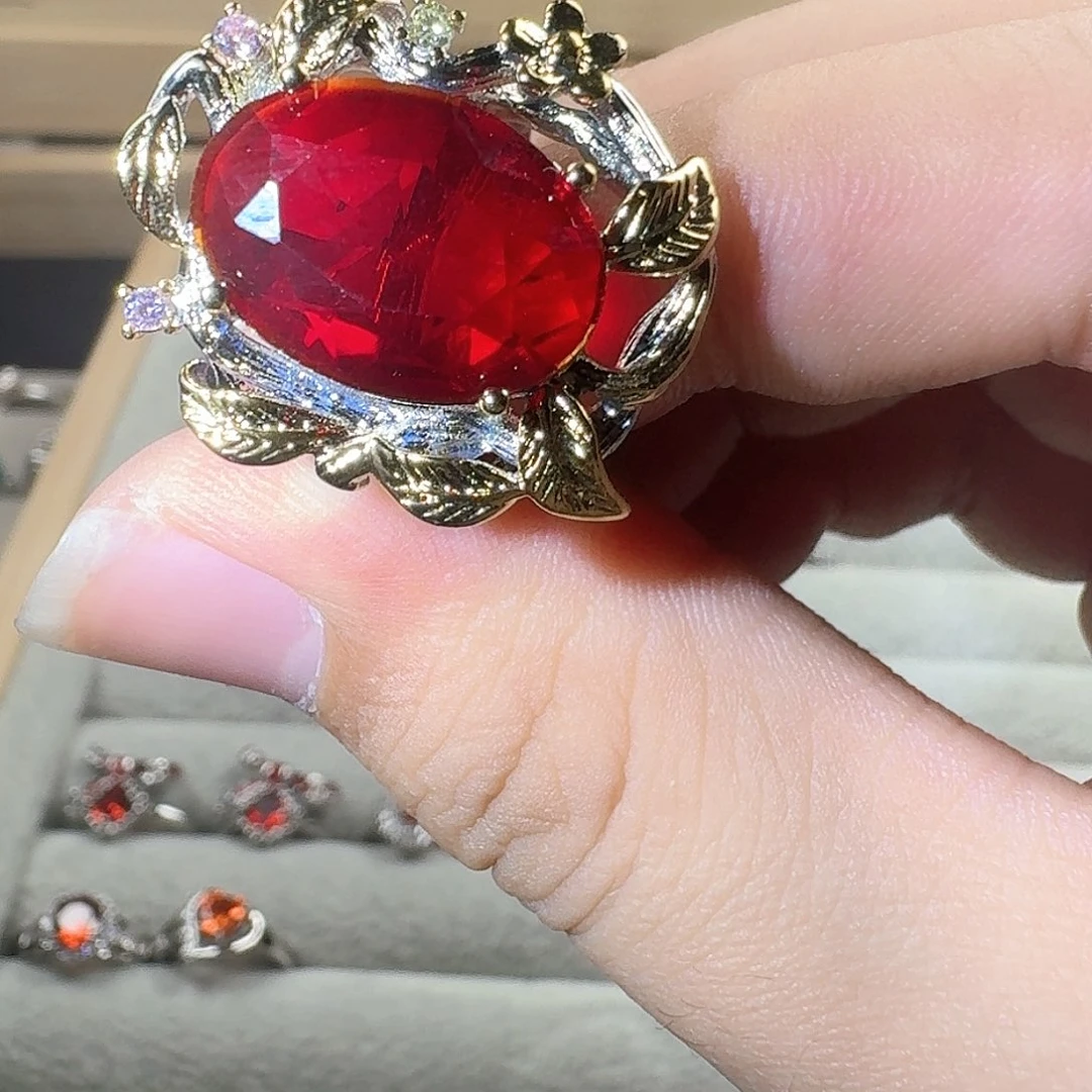 芙蓉石戒指银S925镶嵌