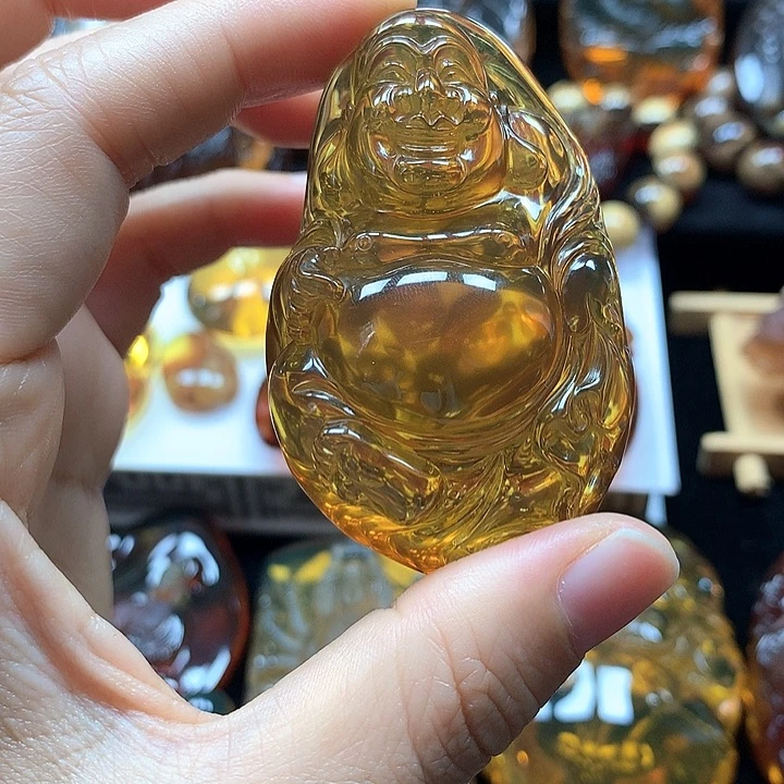 琥珀未镶嵌裸石佛公吊坠