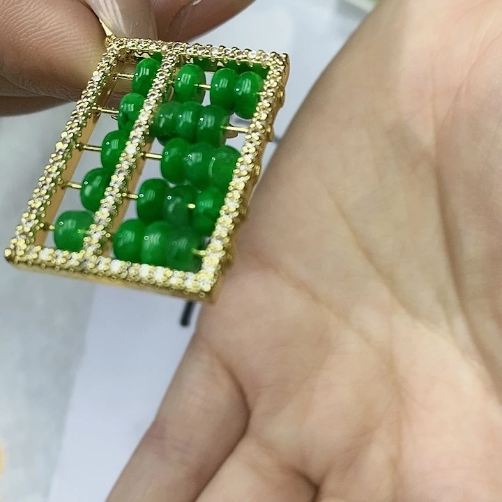 翡翠颈饰未镶嵌A283算盘吊坠
