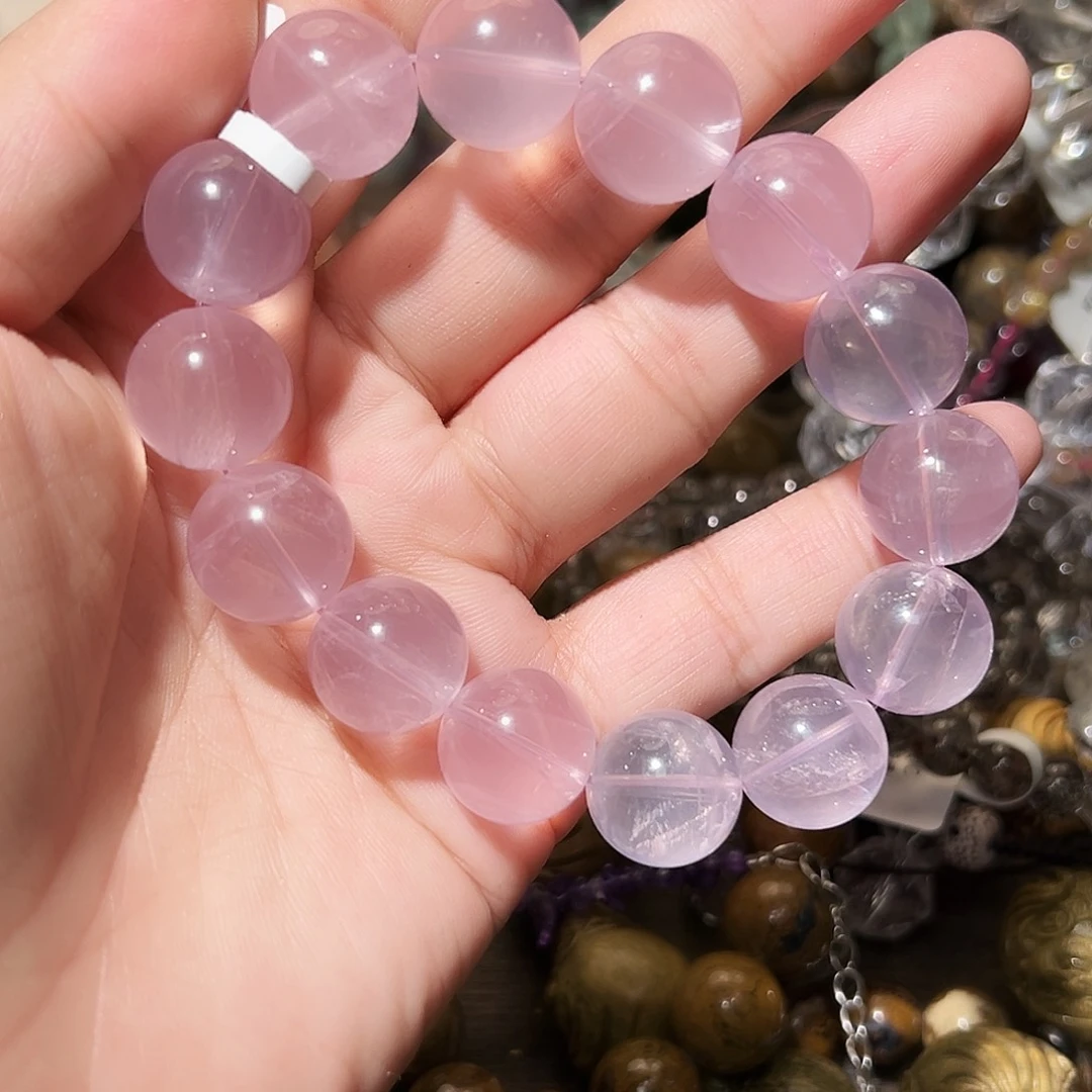 水晶手链未镶嵌粉水晶15毫米