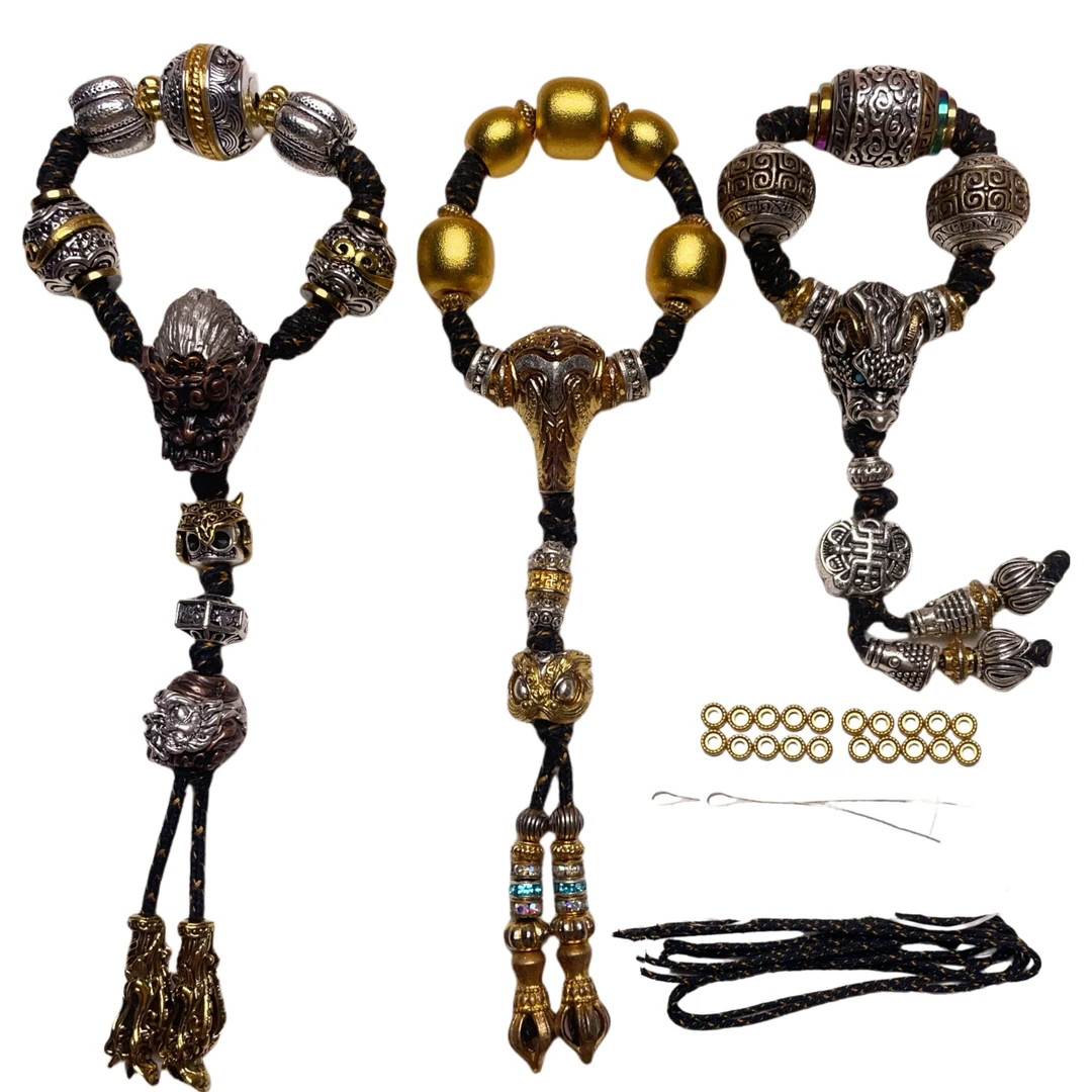 014号➕07号➕08号新款大圣老形博古纹龙头文玩配饰108套装14mm以下