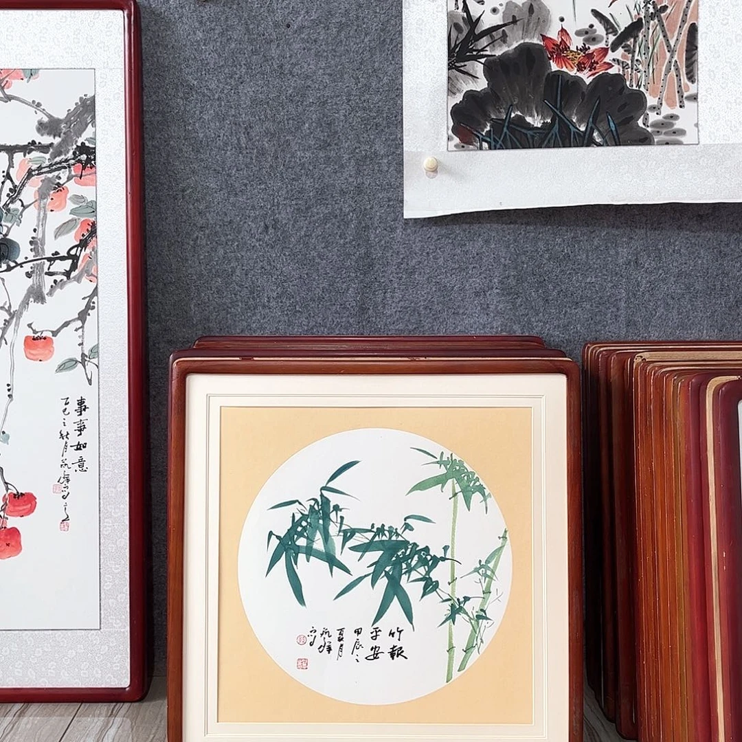 国画书画作品带框63×63