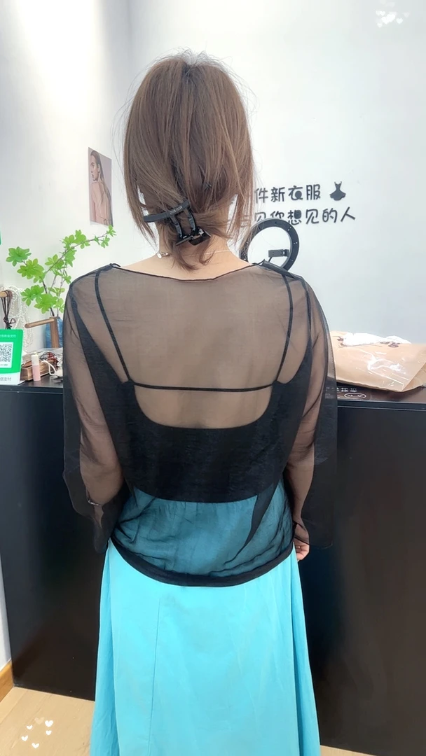 蝴蝶骨美人衬衫轻薄防晒上衣国风丝感复古空调罩衫女夏季