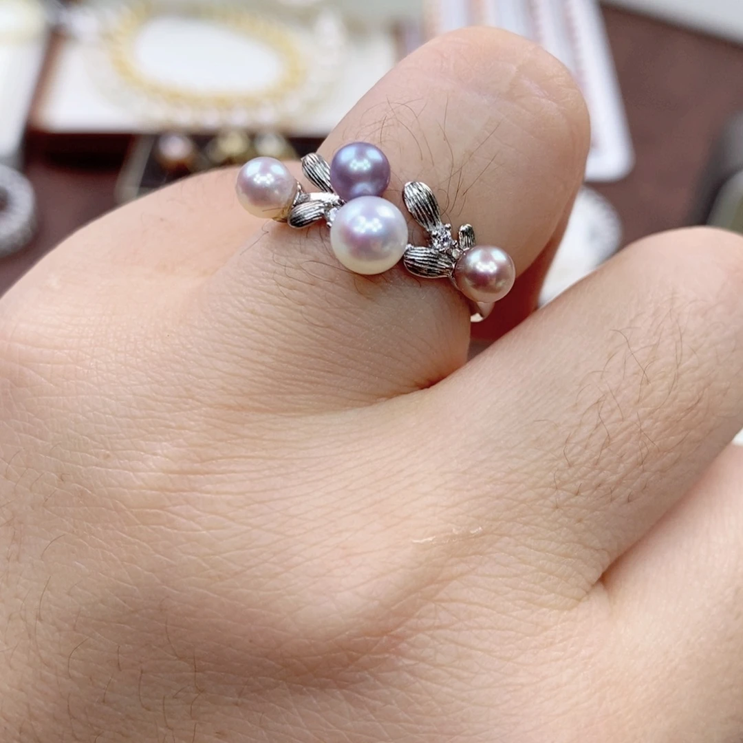 戒指淡水珍珠银S925镶嵌