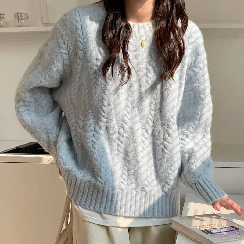 【娃娃专属】麦穗套头羊毛毛衣秋冬新款韩版宽松麻花温柔羊毛衫加厚