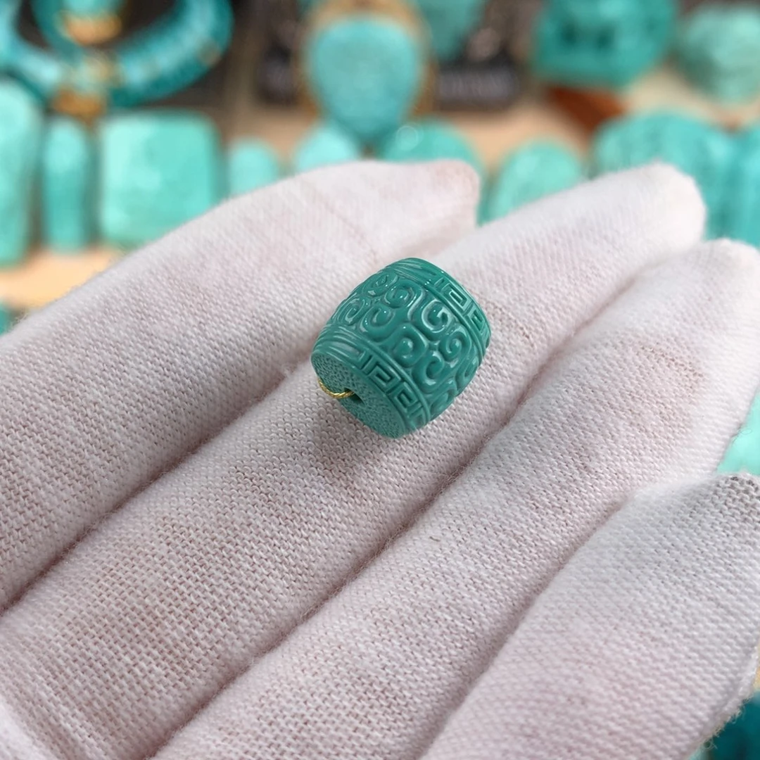 绿松石未镶嵌回纹直切桶珠卡11.2