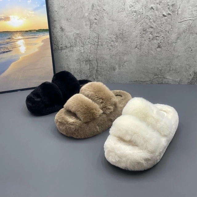 獭兔毛真毛高级感毛质增高拖鞋2025秋新款厚底毛毛拖外穿棉拖鞋女