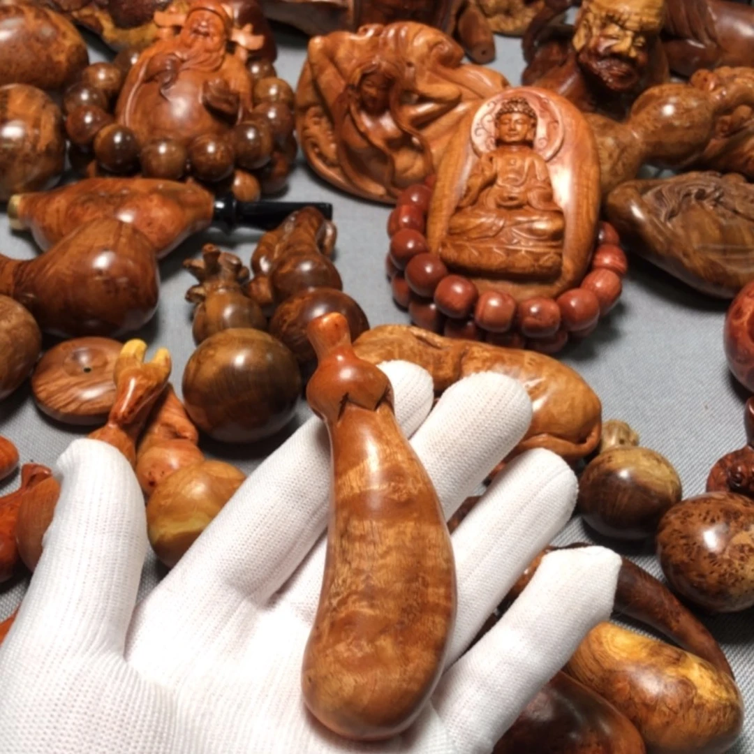 【闪购商品】木麻梨疙瘩火琉璃手把件