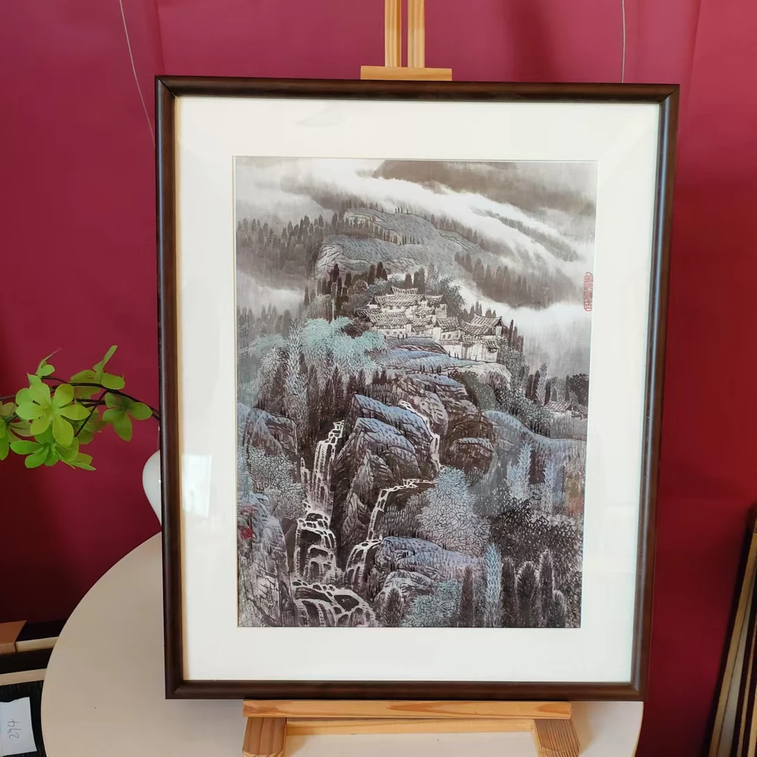 【H006】40*50纳西山居图纯实木框客厅卧室家居装饰挂墙画