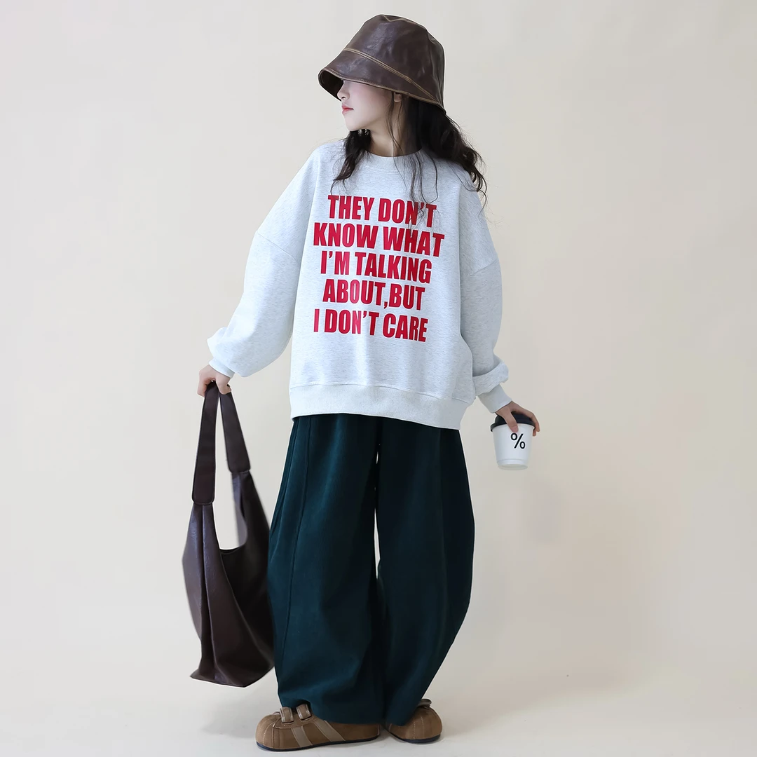 儿童卫衣女2025新款秋冬季女童加绒休闲上衣洋气女孩亲子款套头衫