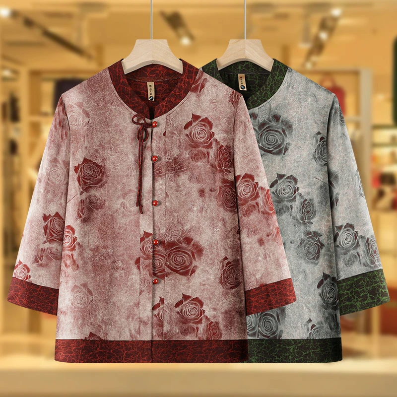 老年人春装外套2025新款女时尚老太太奶奶上衣春秋妈妈高贵衬衣