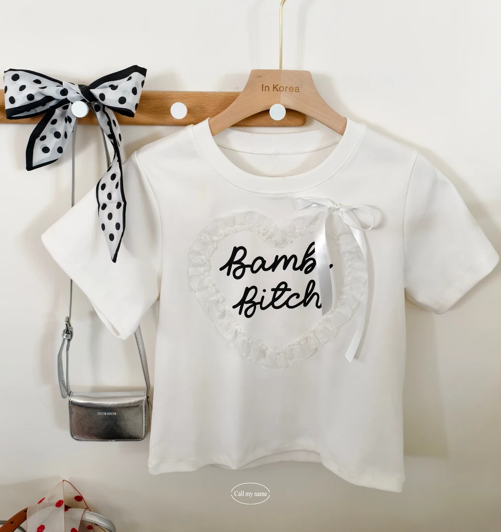 路一.韩国 Call my name 心跳  爱心蕾丝T 短袖 n25040308