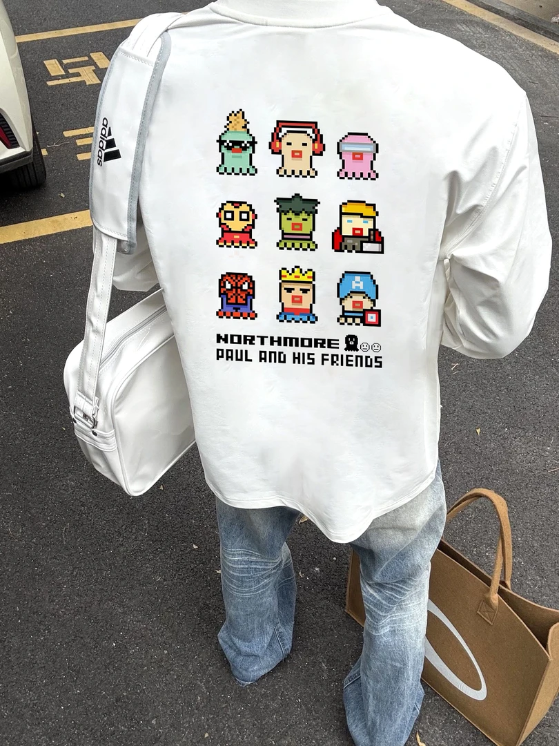 秋冬重磅漫威印花长袖纯棉t恤男上衣宽松百搭圆领美式情侣ins高街