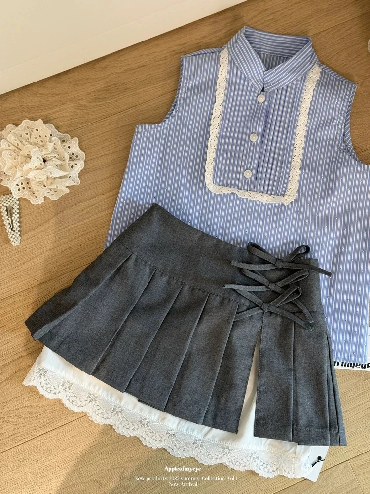 0630童装韩版百褶短裙