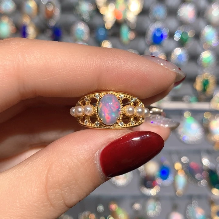 欧泊K福利戒指银S925镶嵌