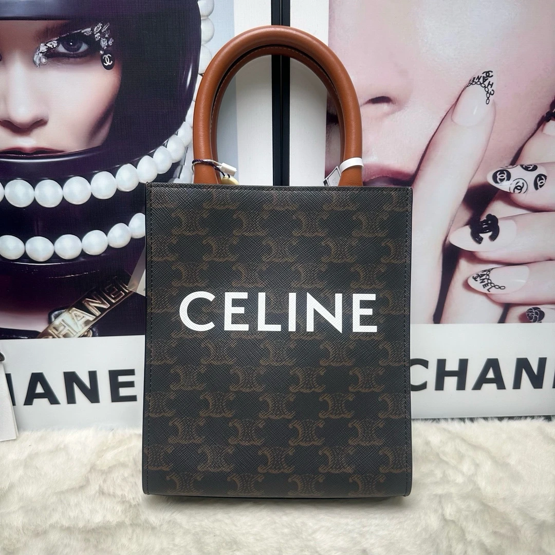 99新 Celine/思琳 棕色老花凯旋门琴谱包