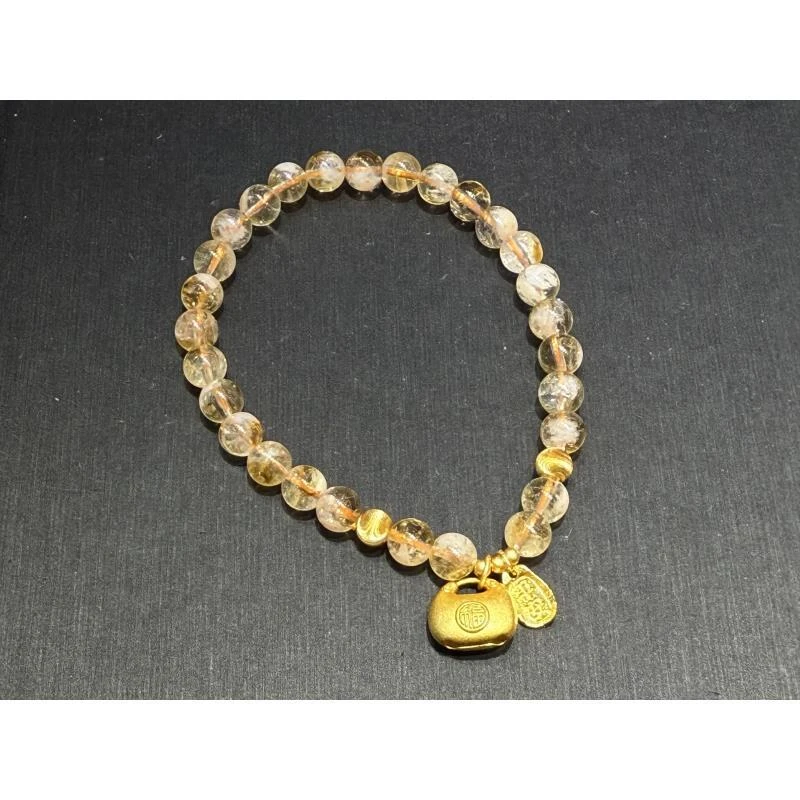 【金展珠宝】925银 天然黄塔晶小胖福手串
