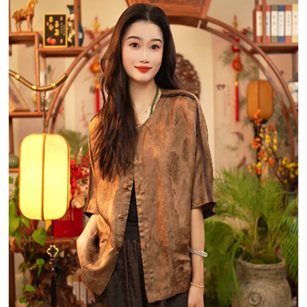 【董小姐】2025年新款真丝提花时尚女短外套百搭