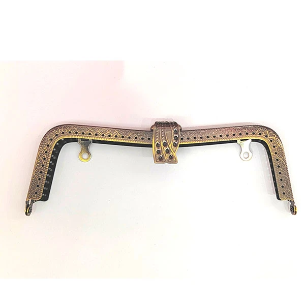 20cm凹腰压花树叶头  针孔口金 DIY口金包配件