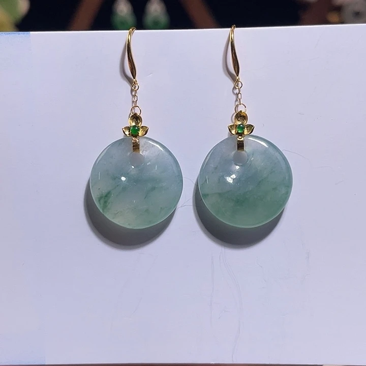 翡翠18K金镶嵌耳饰耳饰