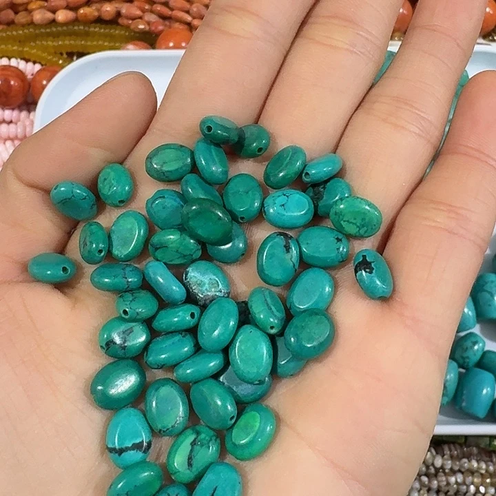 玛瑙/玉髓合金珠宝半成品30个7x9绿色小蛋形