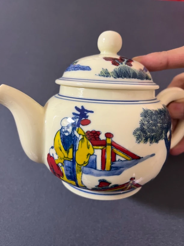 景德镇陶瓷黄稀土手绘寿星公茶壶泡茶壶功夫茶壶喝茶壶