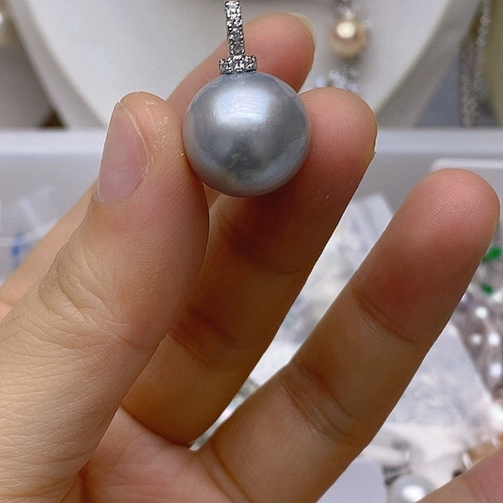 淡水珍珠银S925镶嵌耳钉