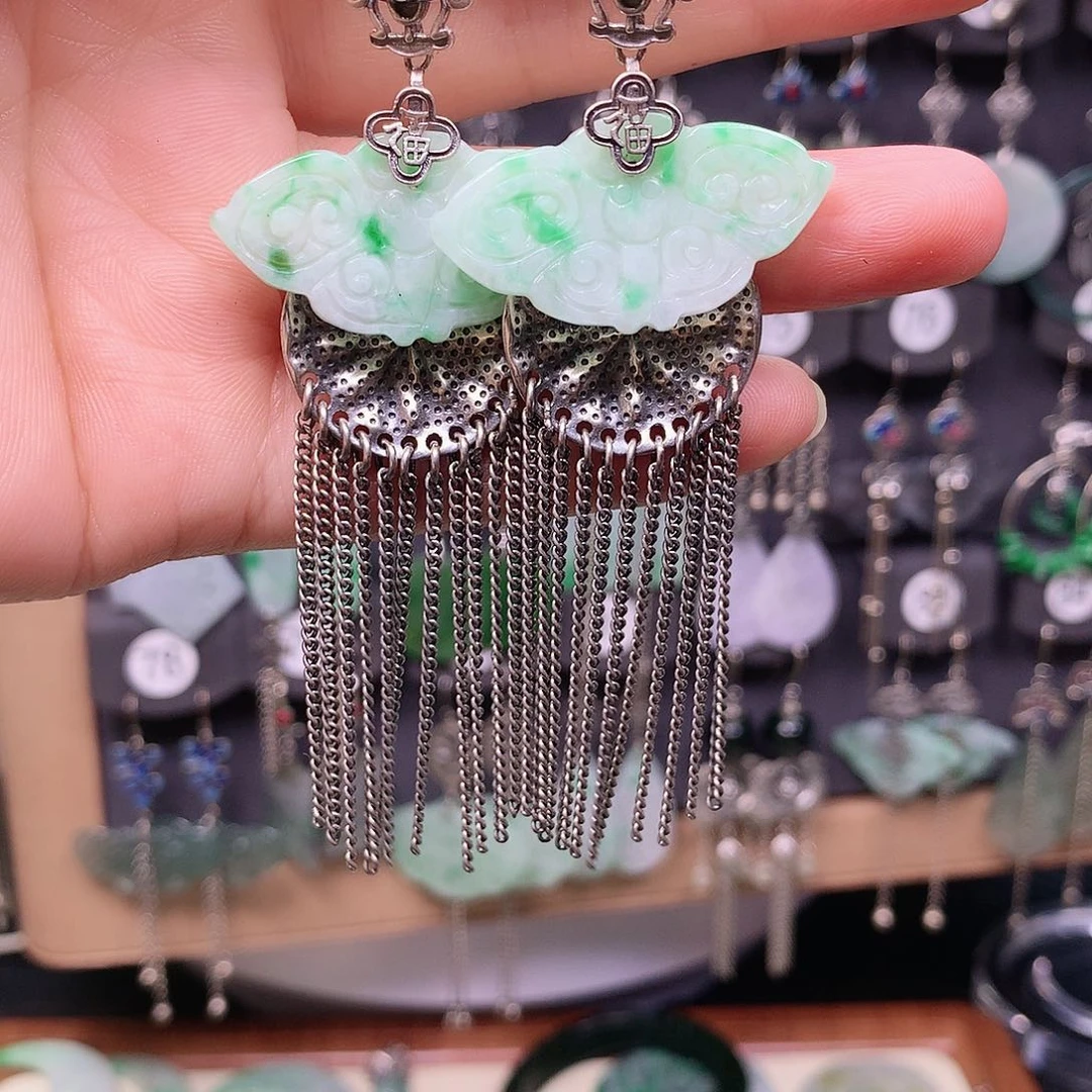 翡翠银S925镶嵌耳饰艾*儿