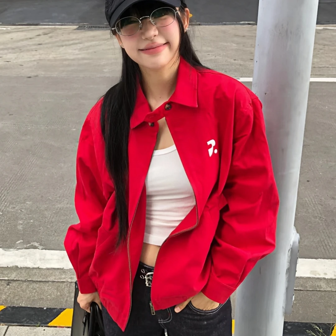 早秋穿搭今年流行红色薄款短外套女春秋季2025爆款夹克棒球服上衣