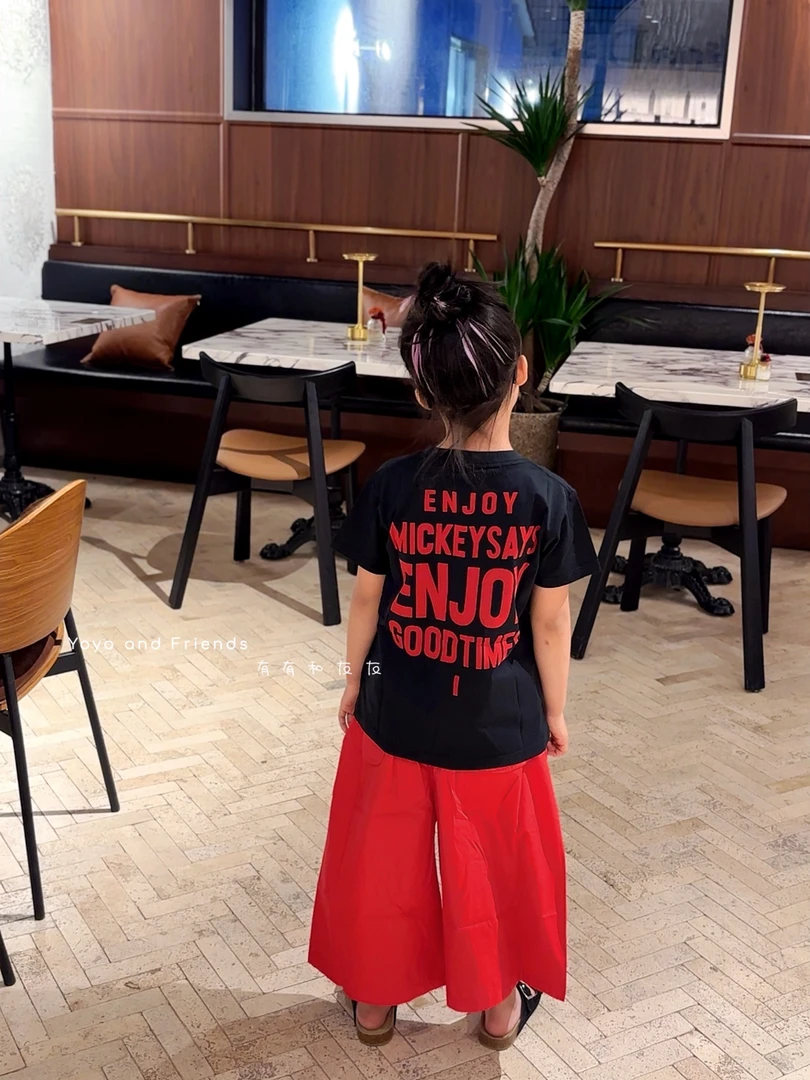 有有家·儿童高品质夏款韩系超百搭休闲宽松轻薄纯色直筒八分裤