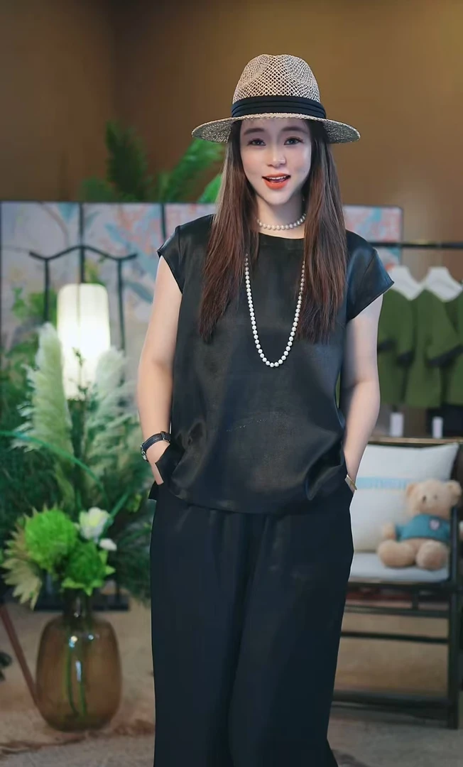 杯子家《素皱缎小盖袖上衣》桑蚕丝香云纱古法显瘦大气上衣女款